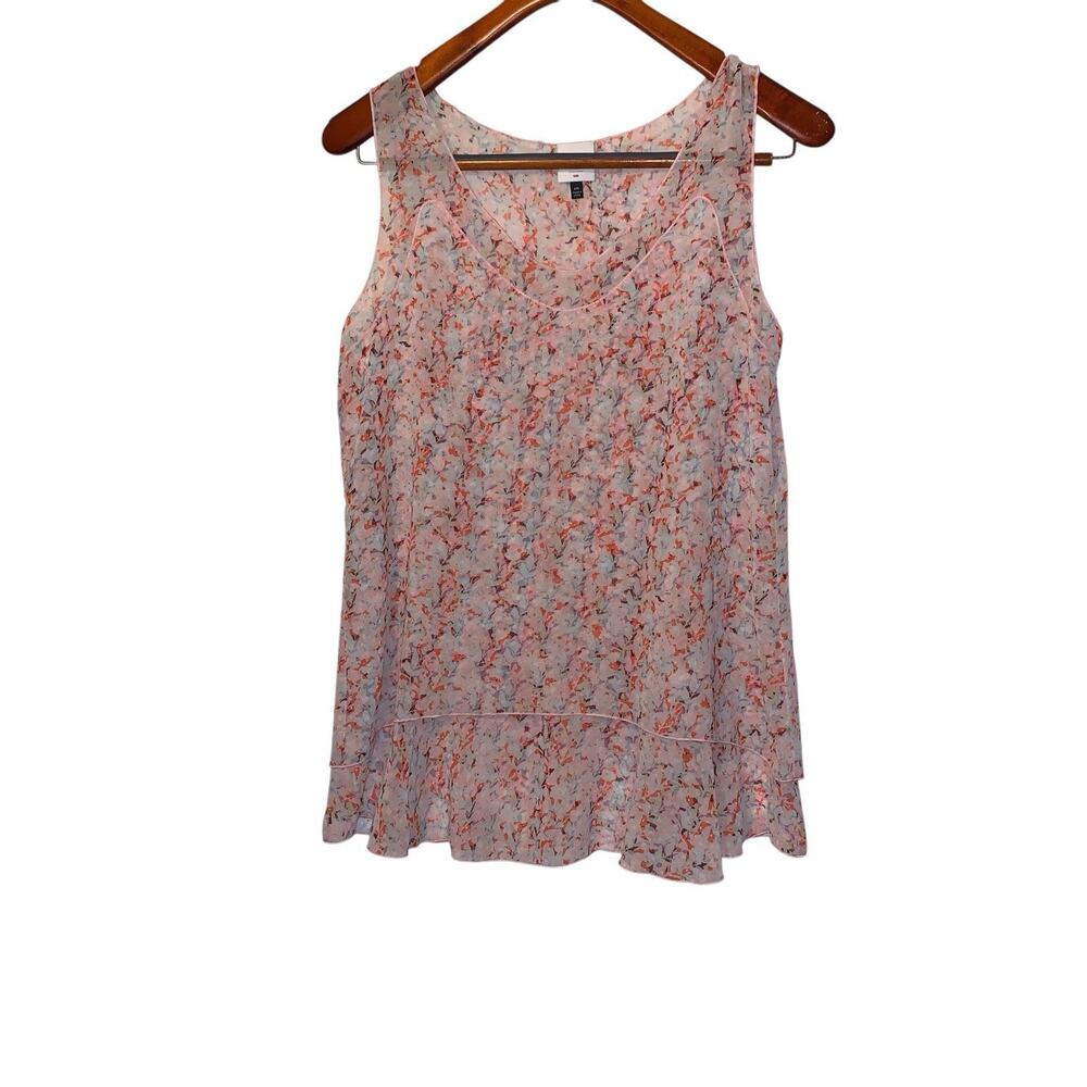 Cabi Bella Floral Pink Layered Sleeveless Blouse Womens Small